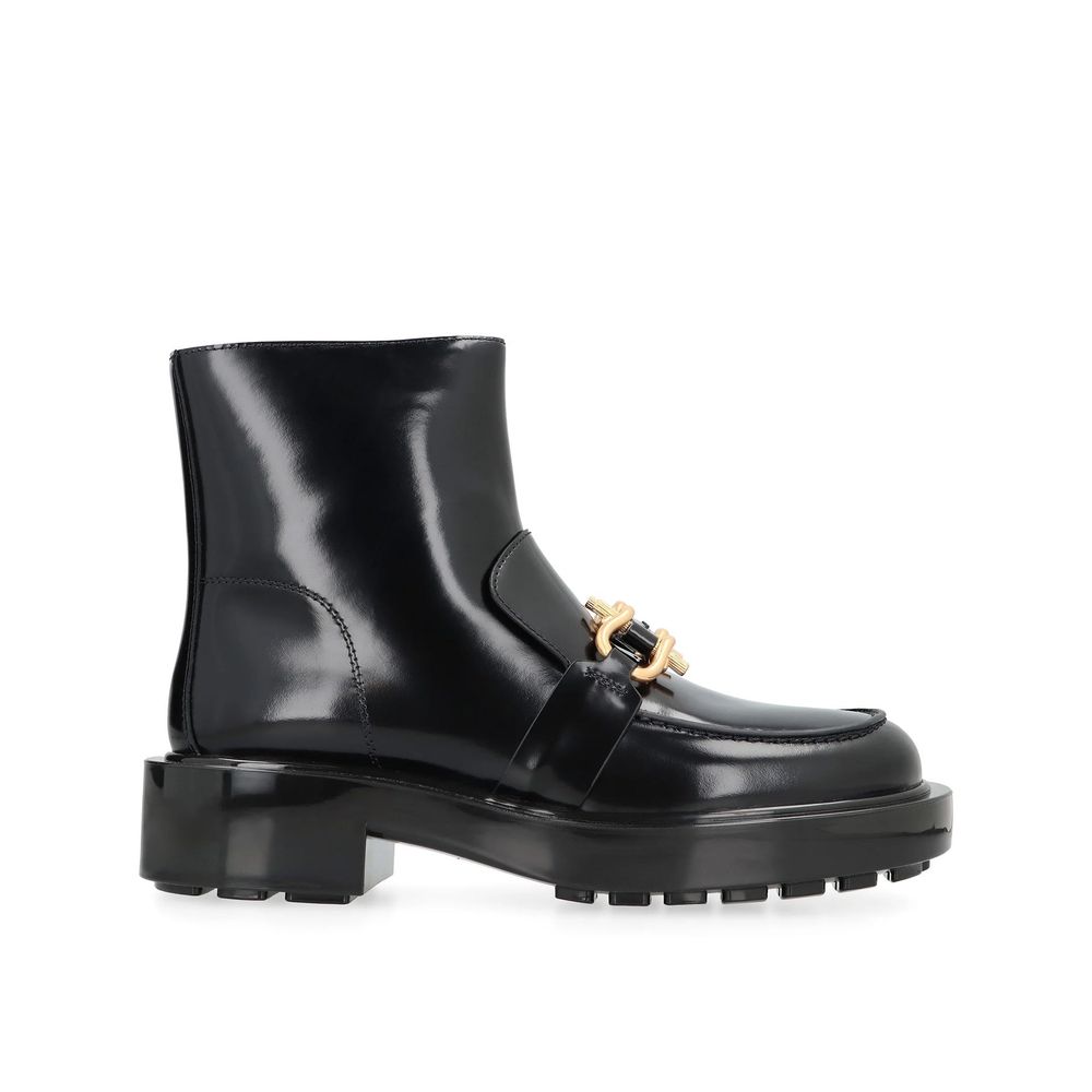 Bottega Veneta Black Calf Leather Ankle Boots