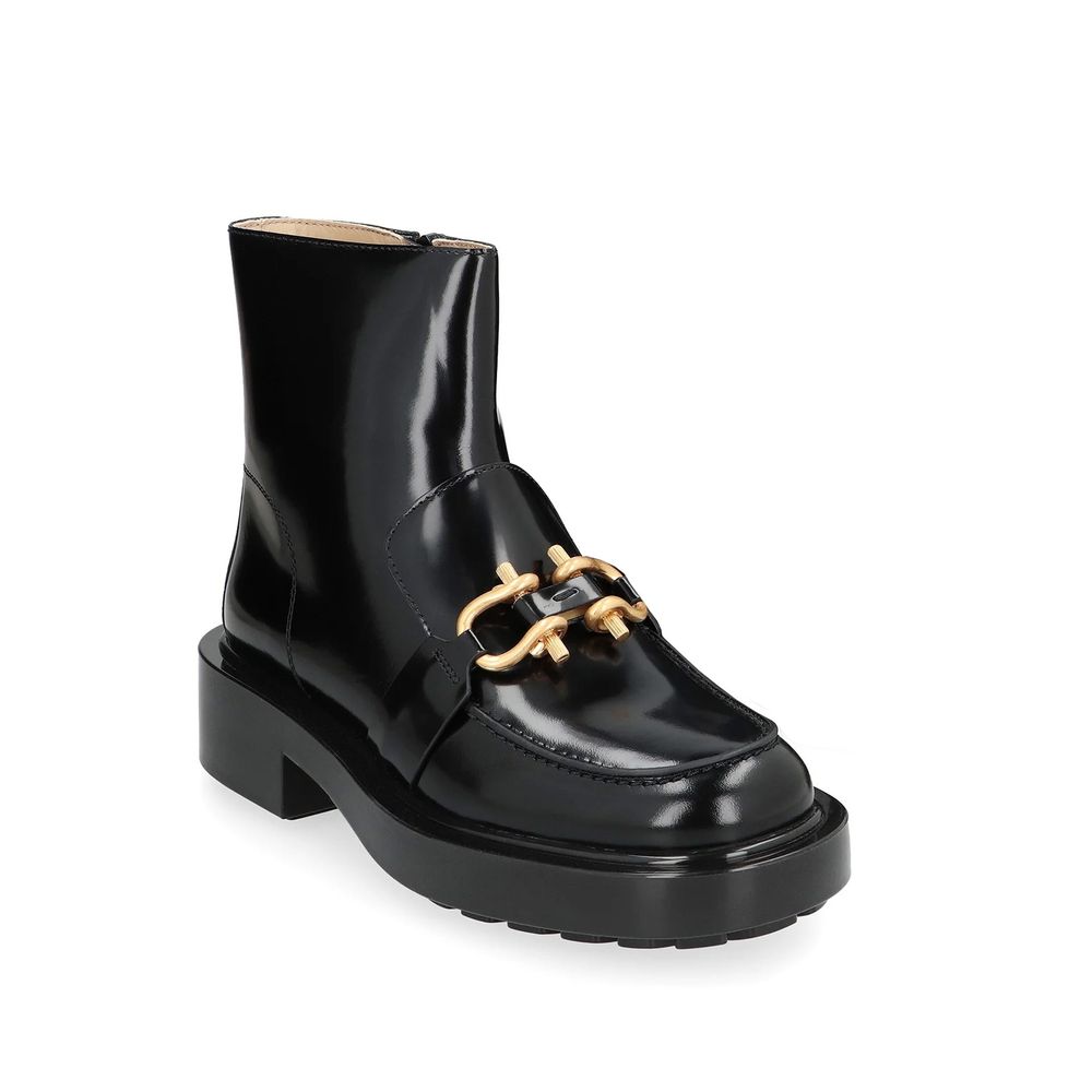 Bottega Veneta Black Calf Leather Ankle Boots