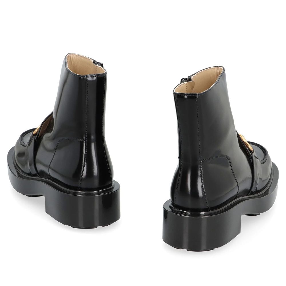 Bottega Veneta Black Calf Leather Ankle Boots
