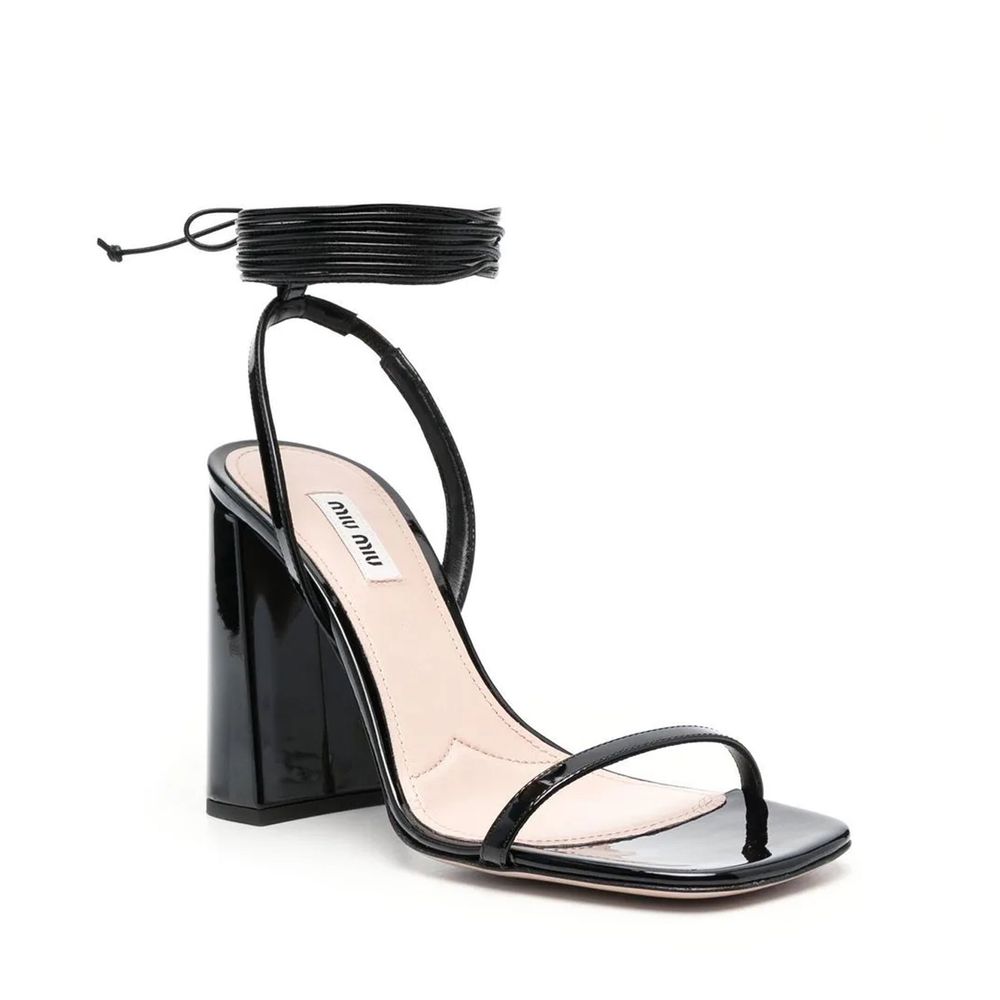 Miu Miu Black Calf Leather Platform Sandals
