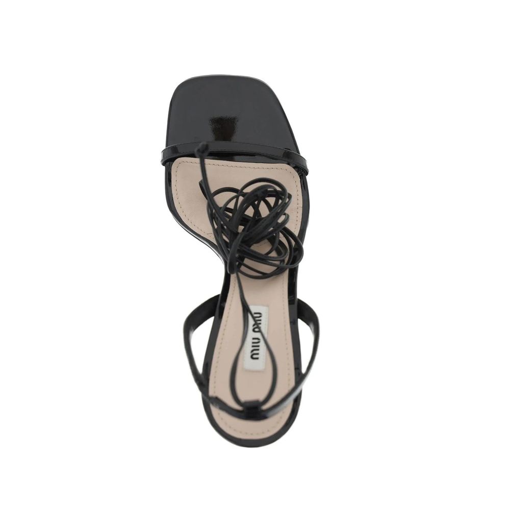 Miu Miu Black Calf Leather Platform Sandals
