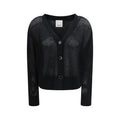 Allude Strickjacke aus schwarzer Fleece-Wolle