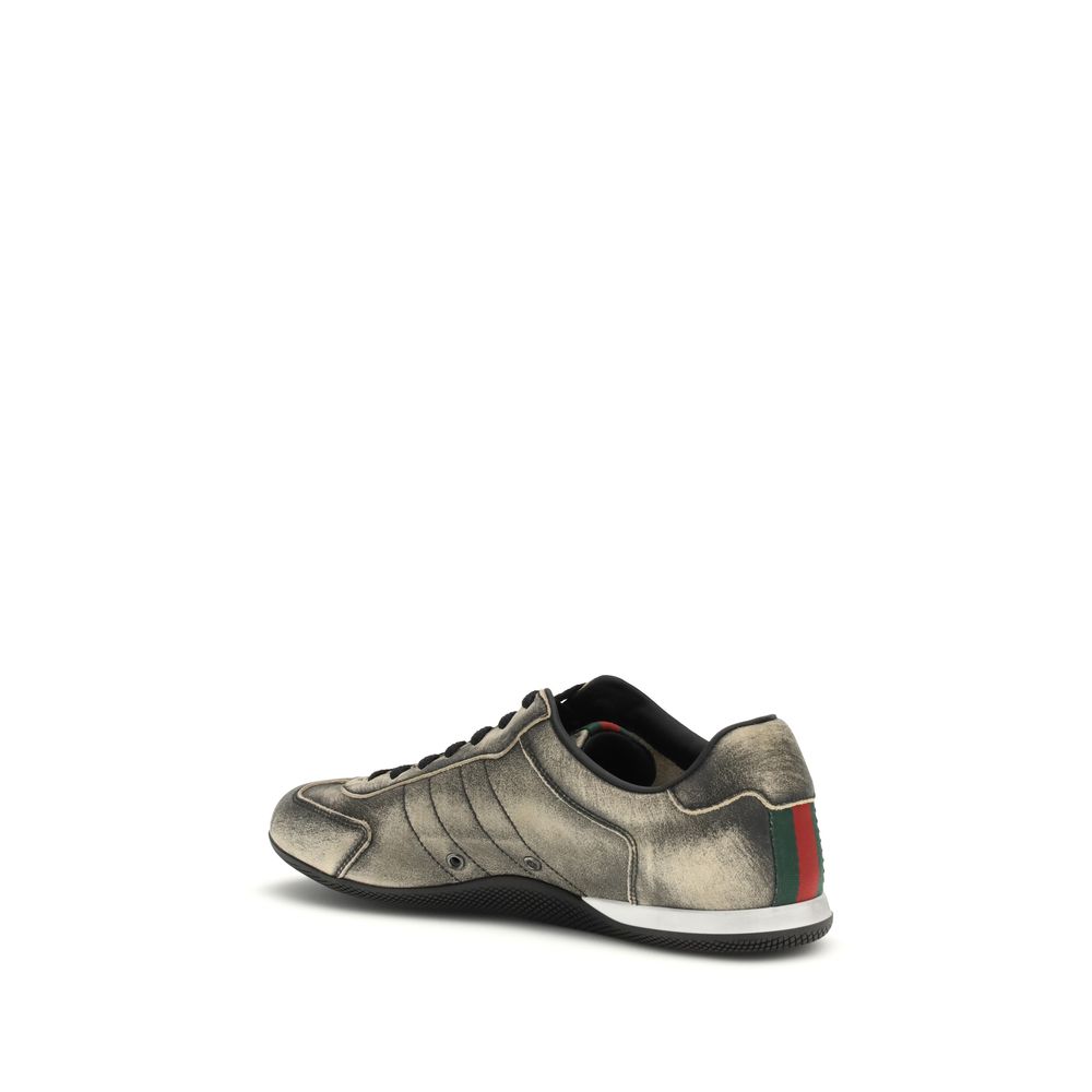 Gucci Schwarze Bos Taurus Kalbsleder Low-Top-Sneaker