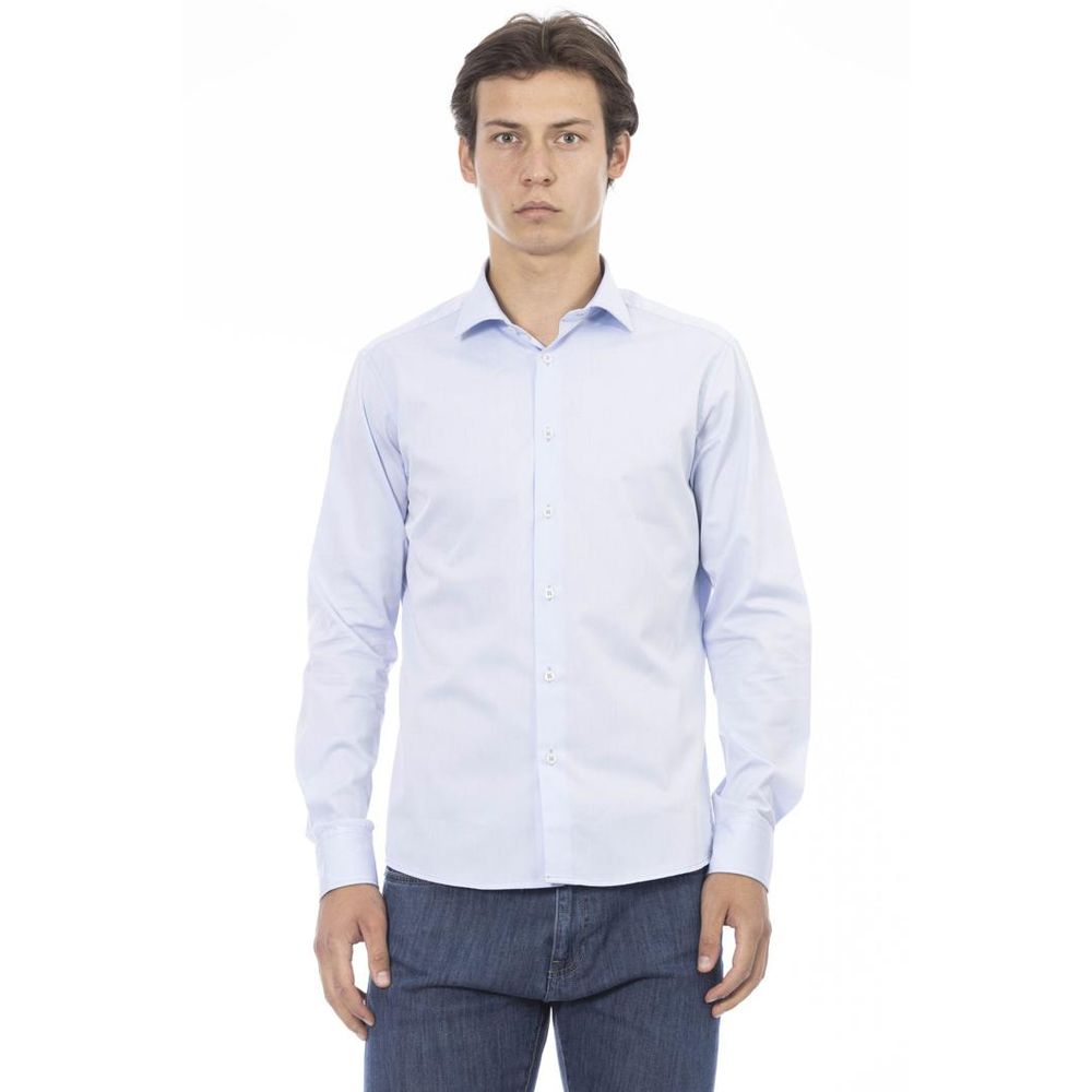 Baldinini Trend Blaues Baumwoll-Langarmshirt