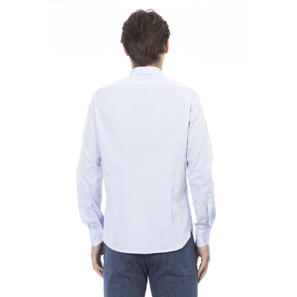Baldinini Trend Blaues Baumwoll-Langarmshirt