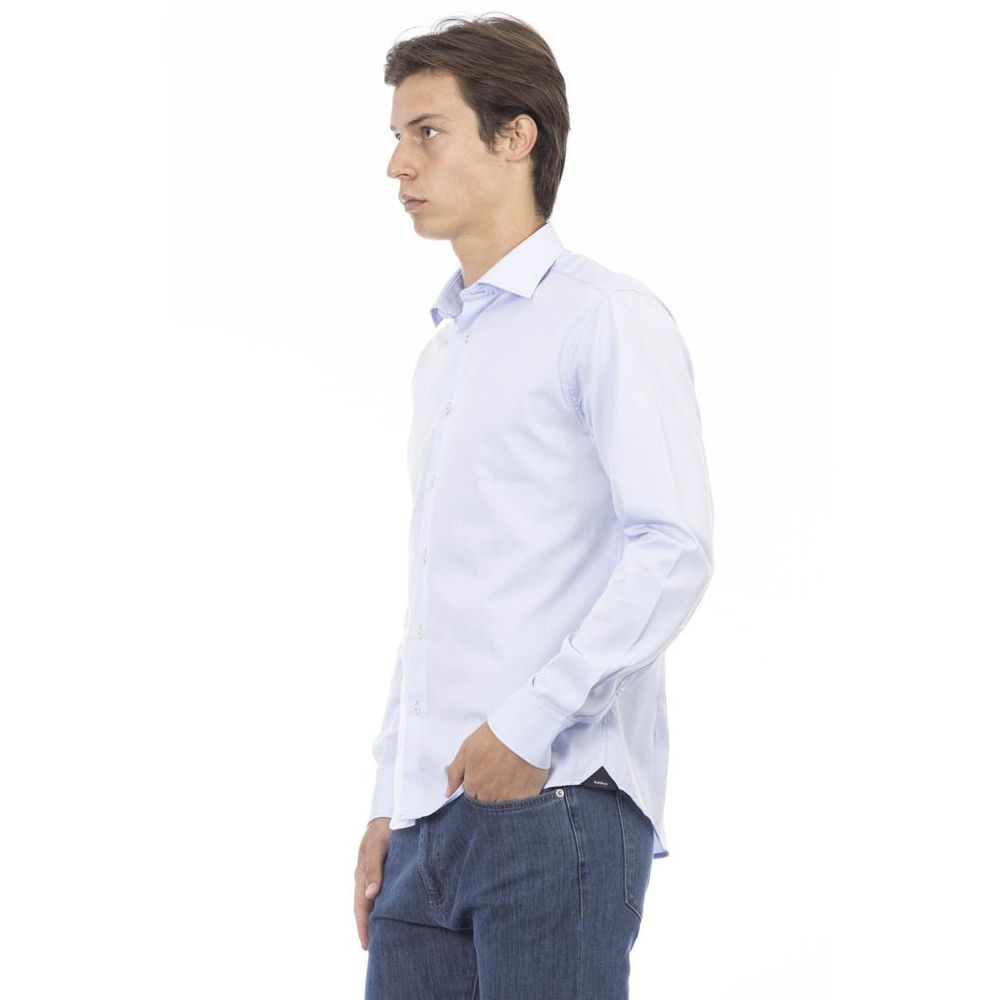 Baldinini Trend Blaues Baumwoll-Langarmshirt
