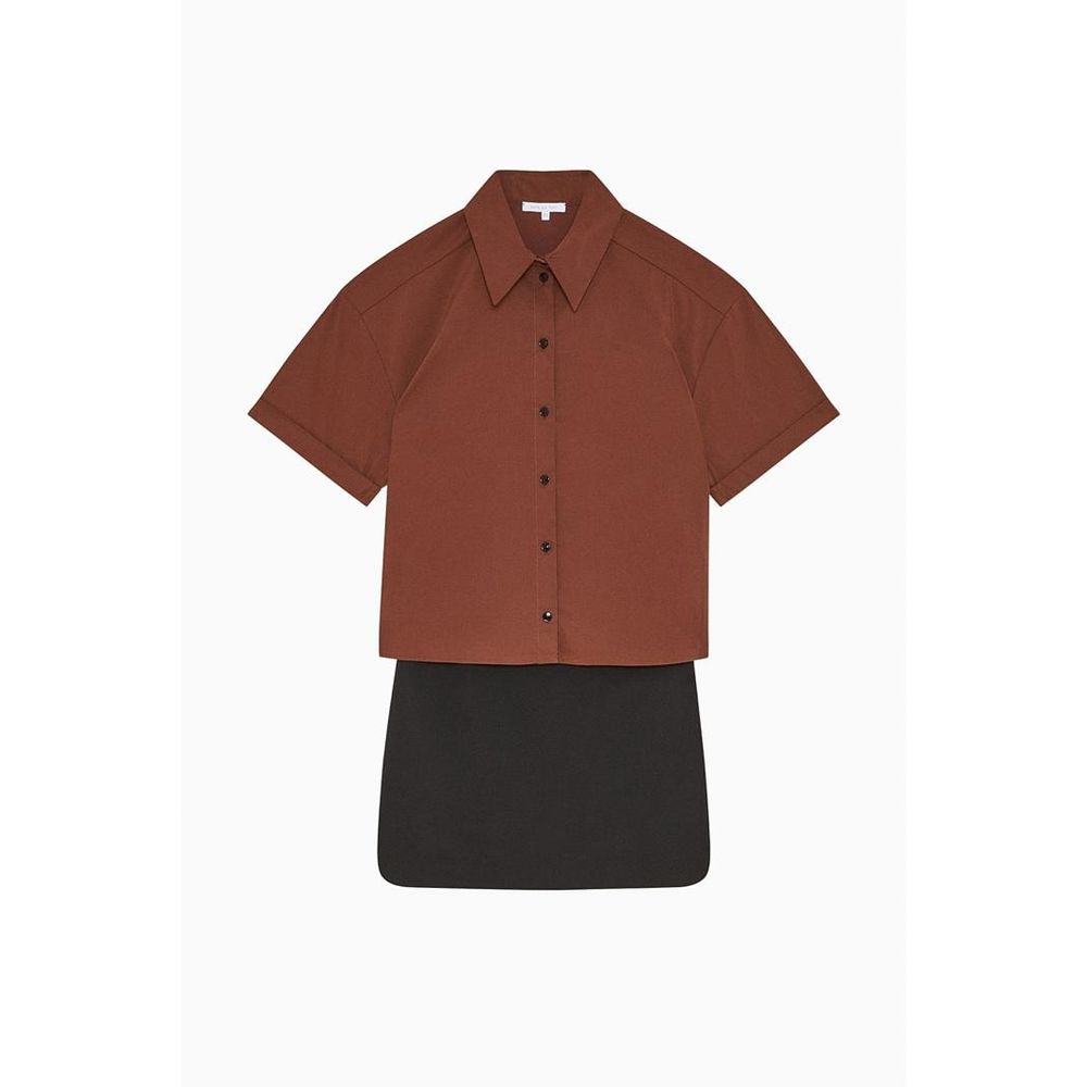 Patrizia Pepe Zweifarbige Polyester-Kurzarmbluse