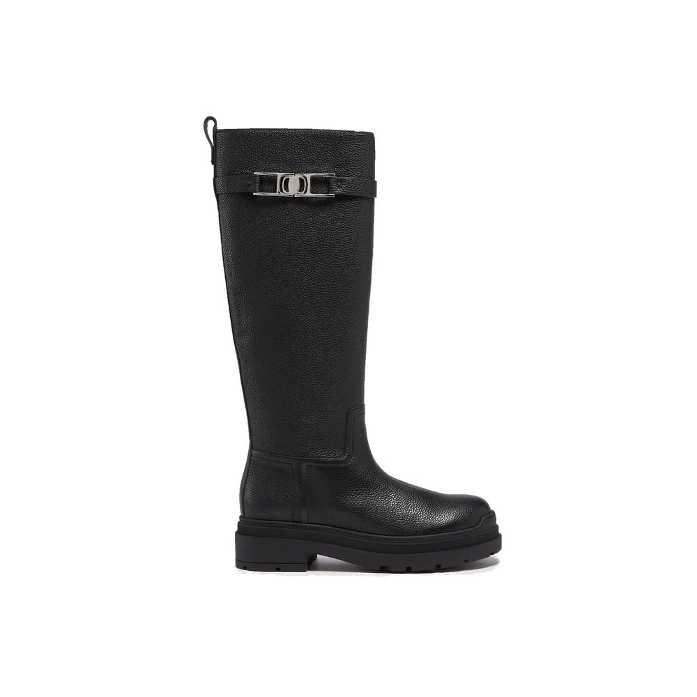 Salvatore Ferragamo Schwarzes Kalbsleder Over-the-Knee