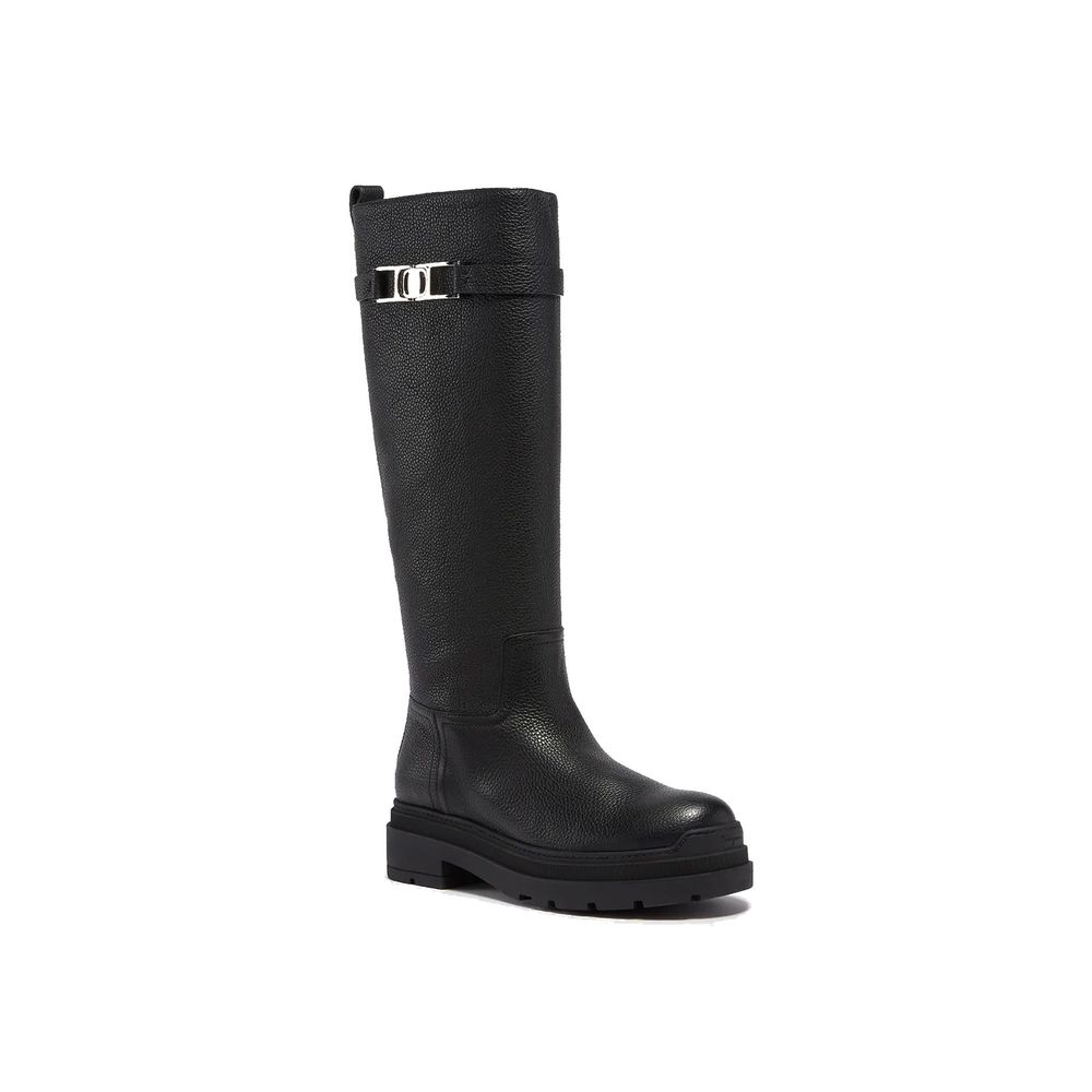 Salvatore Ferragamo Schwarzes Kalbsleder Over-the-Knee