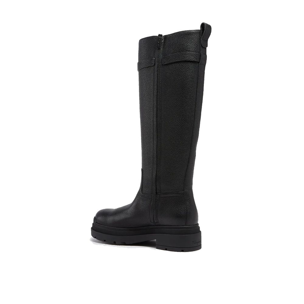 Salvatore Ferragamo Schwarzes Kalbsleder Over-the-Knee