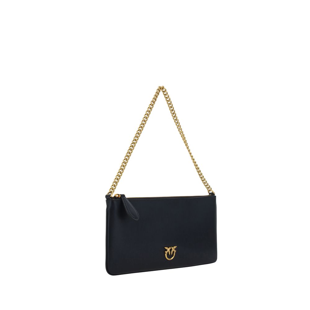 PINKO Schwarze Bos Taurus Kalbsleder Schultertasche