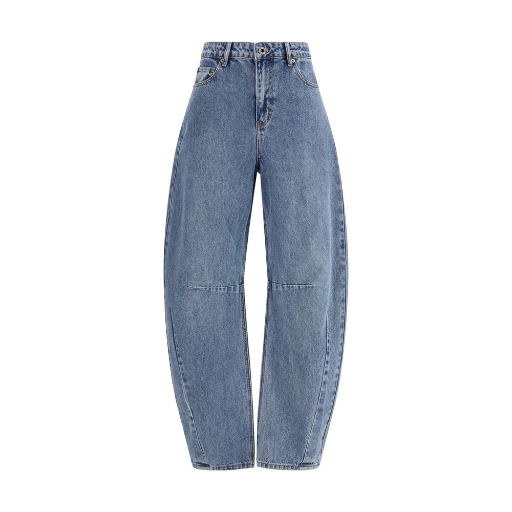 Self-Portrait Blaue Jeans aus Baumwolle im Relaxed Fit