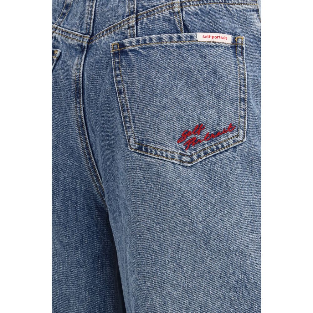 Self-Portrait Blaue Jeans aus Baumwolle im Relaxed Fit