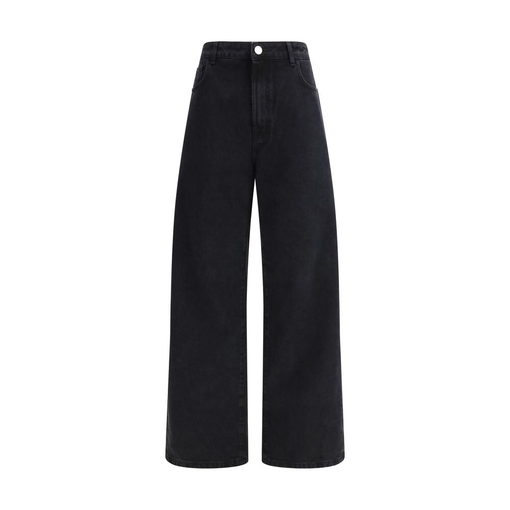 Rohe Schwarze Baumwolljeans im Relaxed Fit