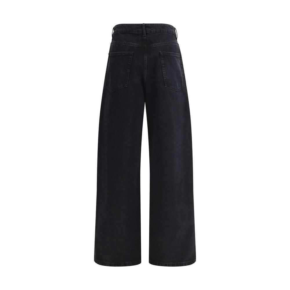 Rohe Schwarze Baumwolljeans im Relaxed Fit