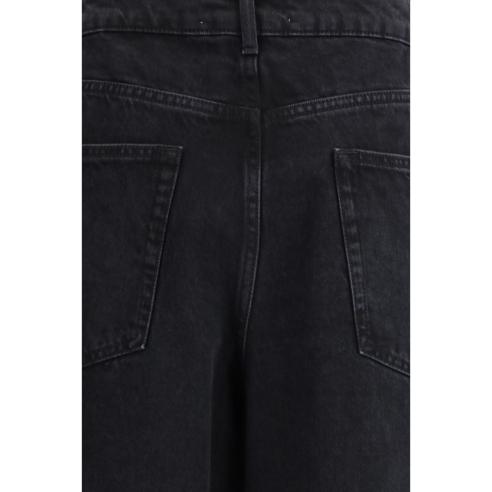 Rohe Schwarze Baumwolljeans im Relaxed Fit