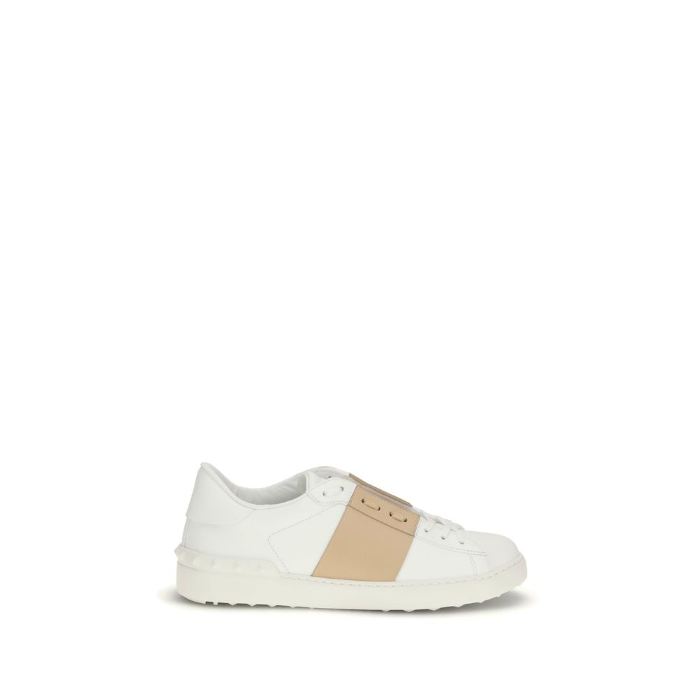 Valentino Garavani White Calfskin Low-Top Sneakers Bos Taurus