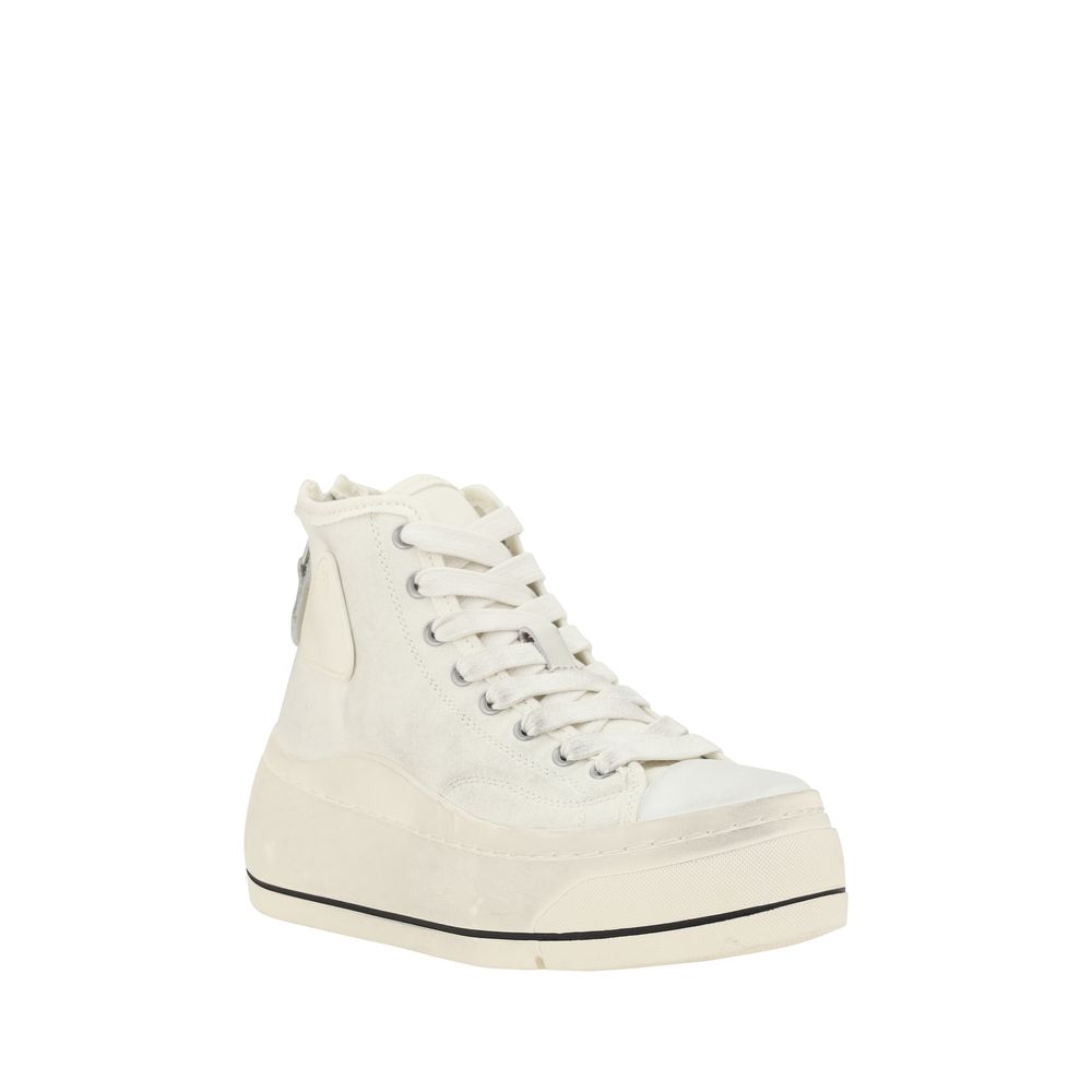 R13 Weiße High-Top-Sneaker aus Baumwolle