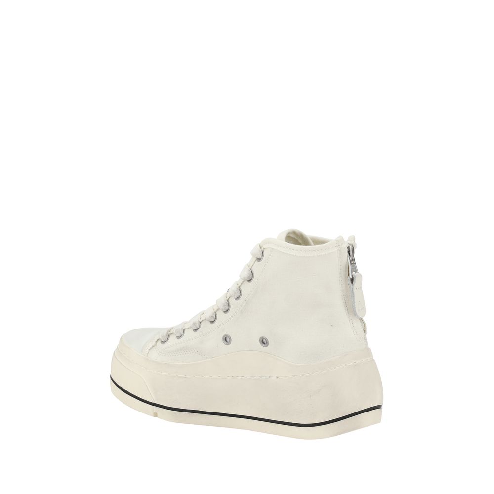 R13 Weiße High-Top-Sneaker aus Baumwolle