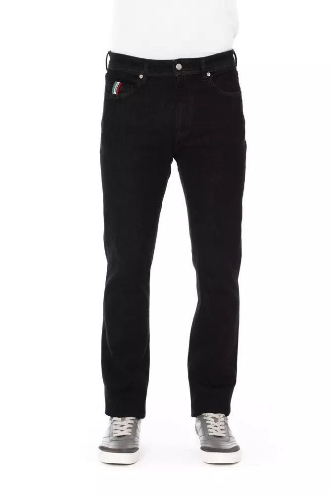 Baldinini Trend Black Straight-Leg Cotton Jeans