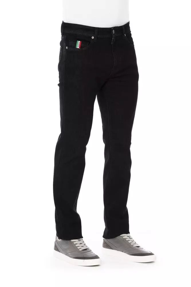 Baldinini Trend Black Straight-Leg Cotton Jeans