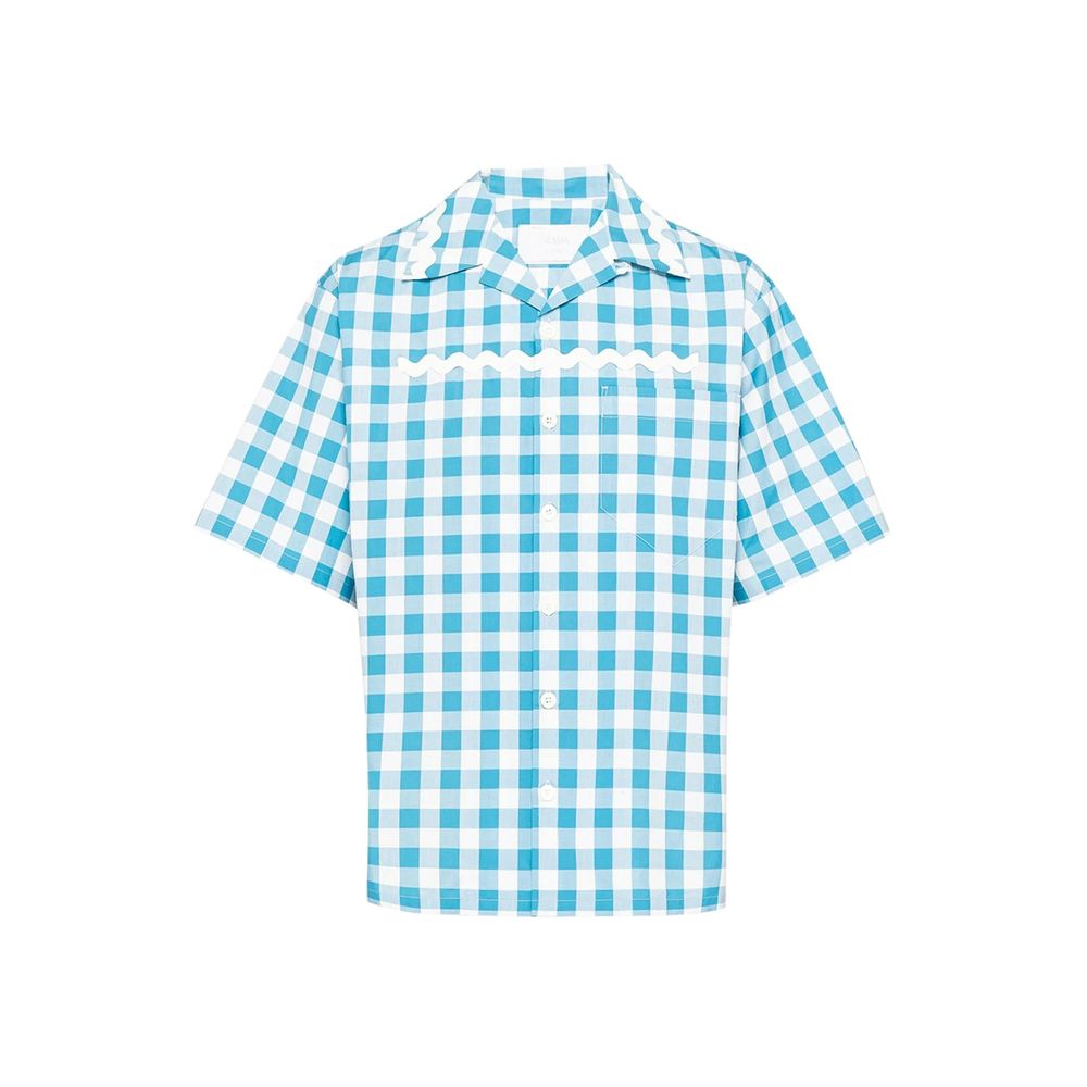 Prada Blue Patterned Cotton Shirt