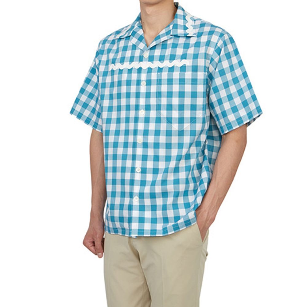 Prada Blue Patterned Cotton Shirt