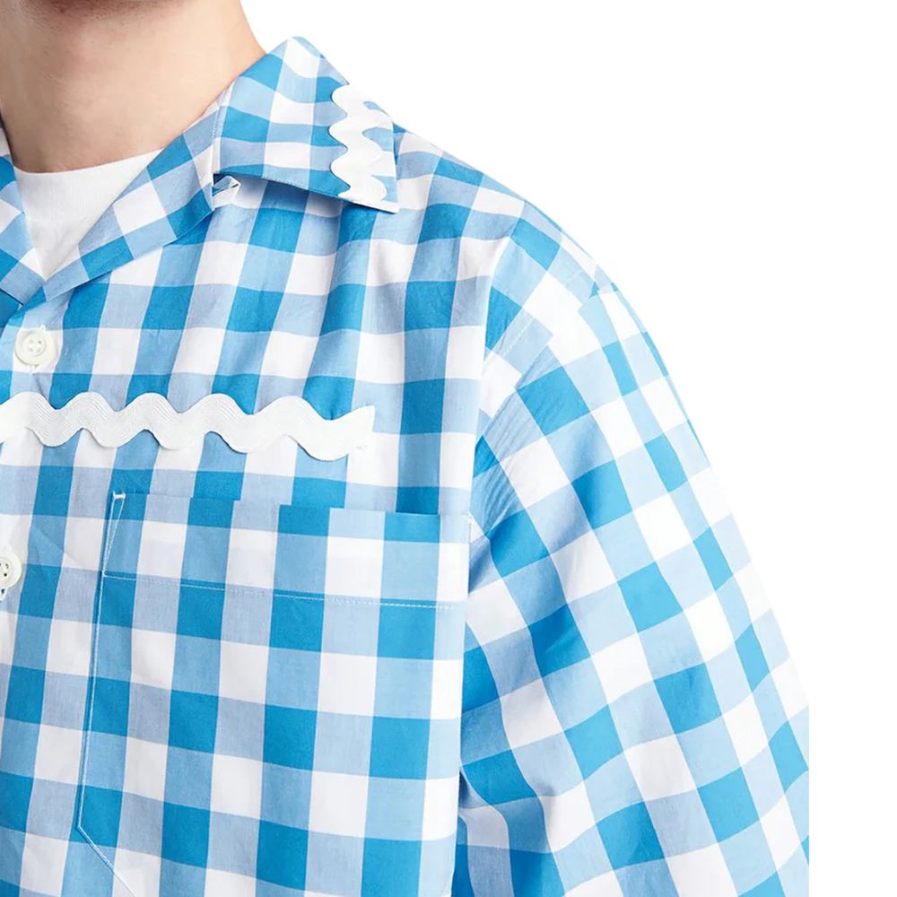Prada Blue Patterned Cotton Shirt
