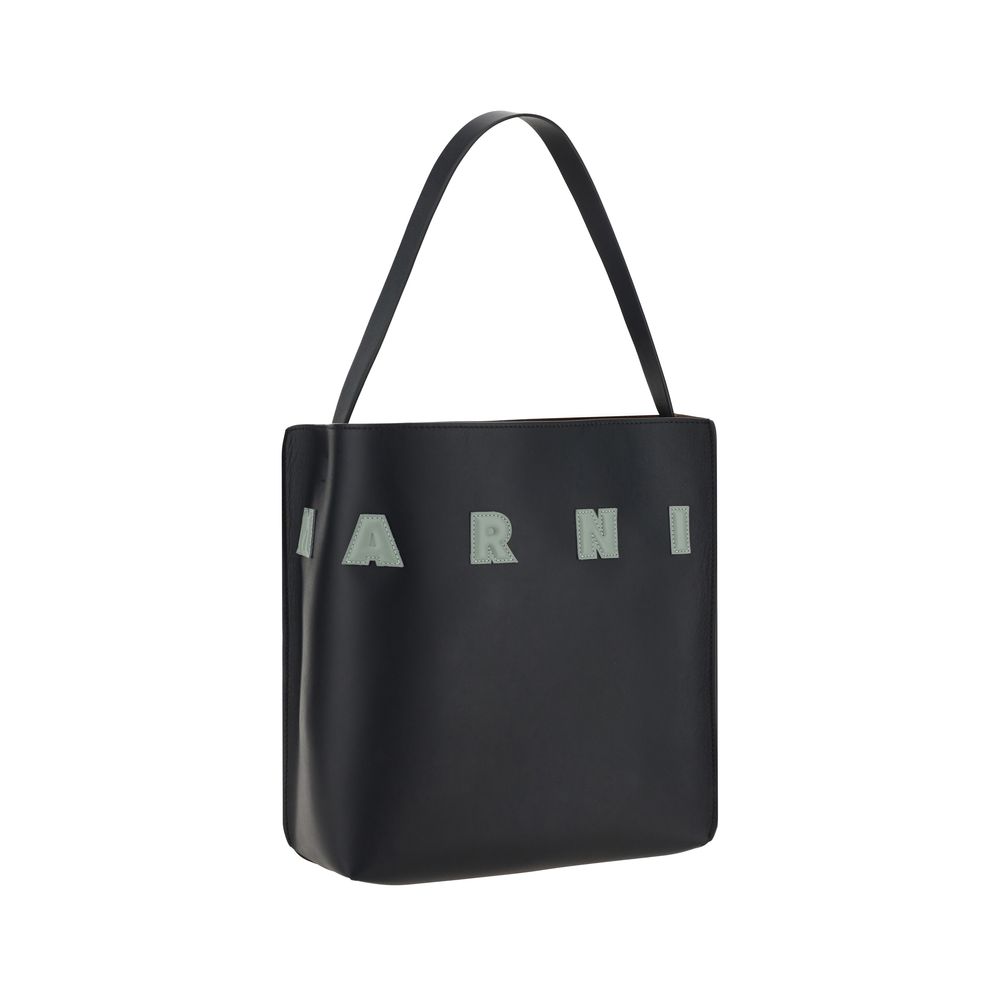 Marni Schwarze Bos Taurus Kalbsleder Schultertasche