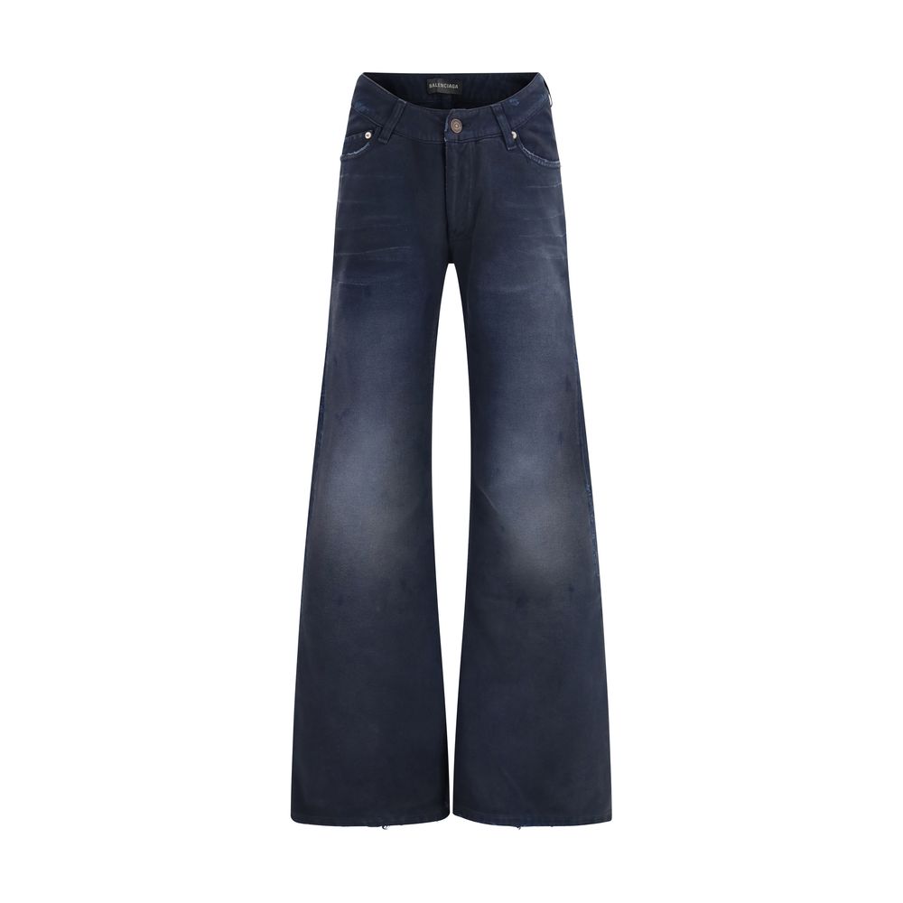 Balenciaga Blaue ausgestellte Jeans aus Baumwolle