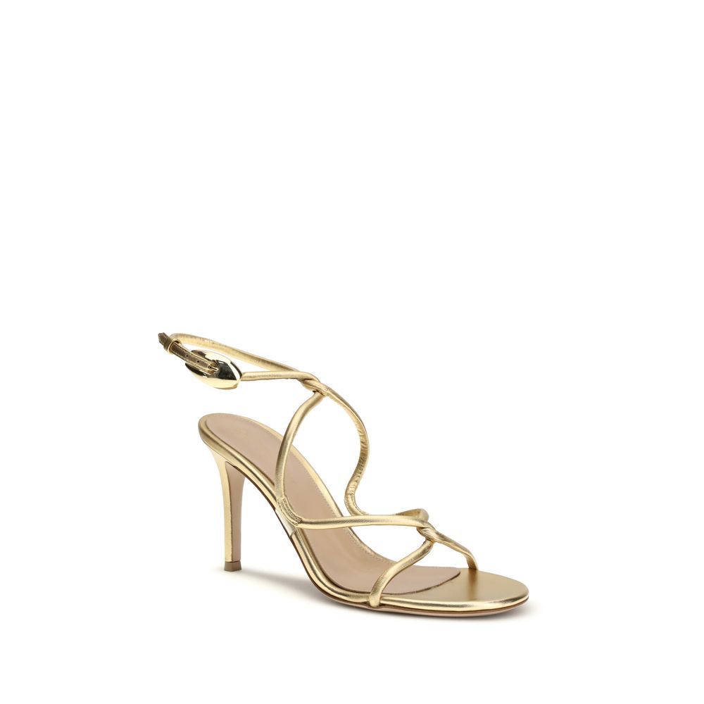 Gianvito Rossi Sandale mit Stiletto-Absatz aus goldenem Kalbsleder Bos Taurus