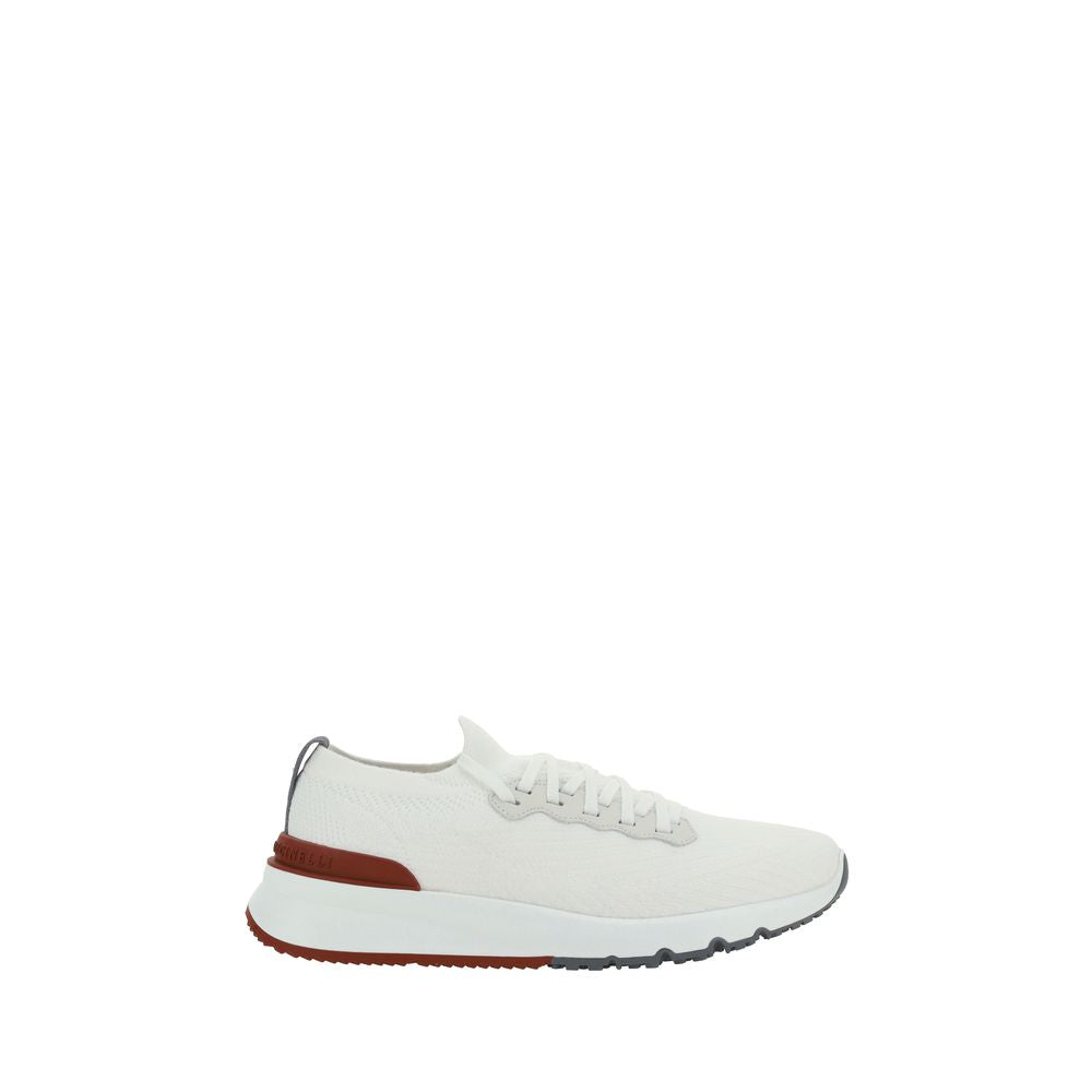 Brunello Cucinelli White Rubber Sole Low-Top Sneakers