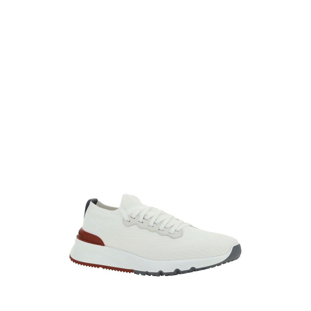 Brunello Cucinelli White Rubber Sole Low-Top Sneakers