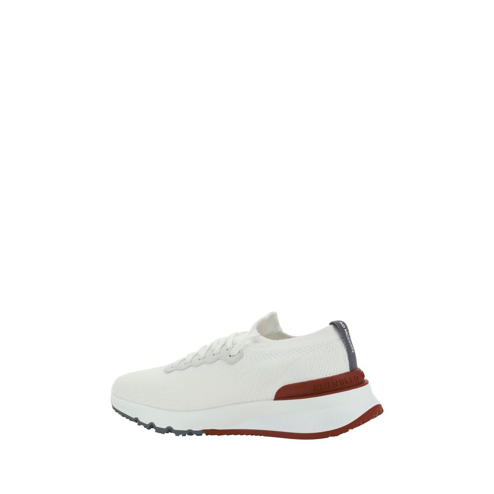 Brunello Cucinelli White Rubber Sole Low-Top Sneakers