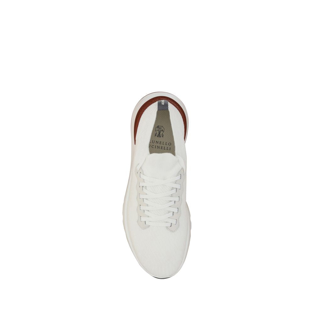 Brunello Cucinelli White Rubber Sole Low-Top Sneakers