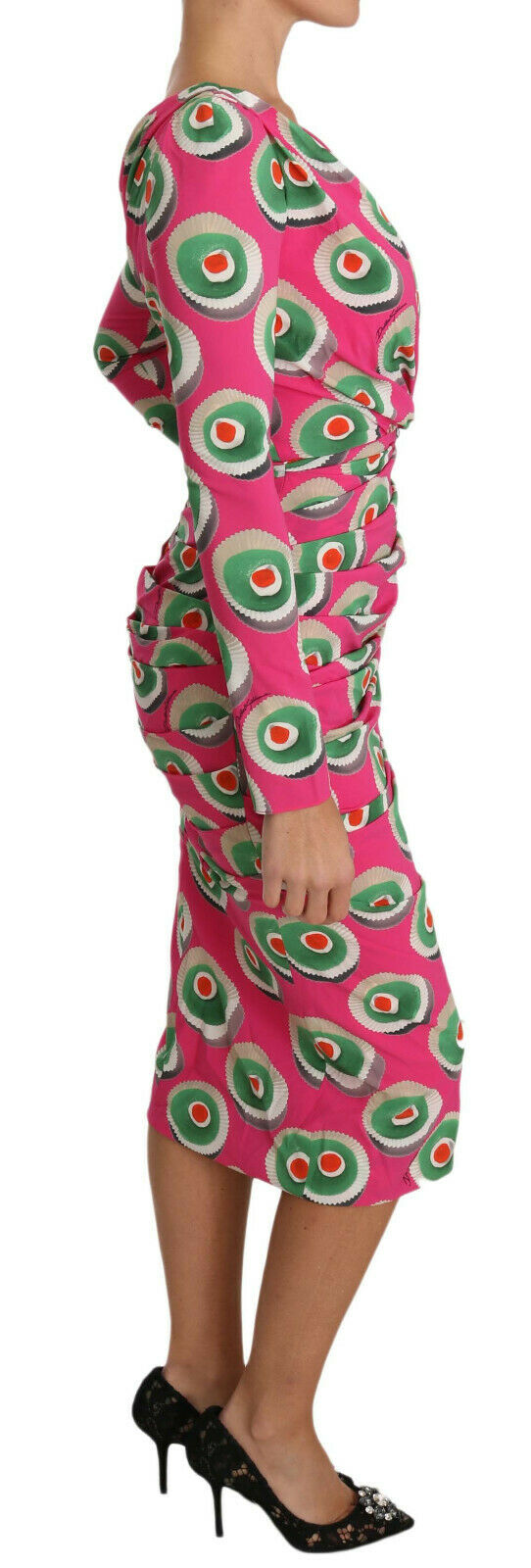 Dolce & Gabbana Rosa Seiden Cup Cake Etuikleid Stretchkleid