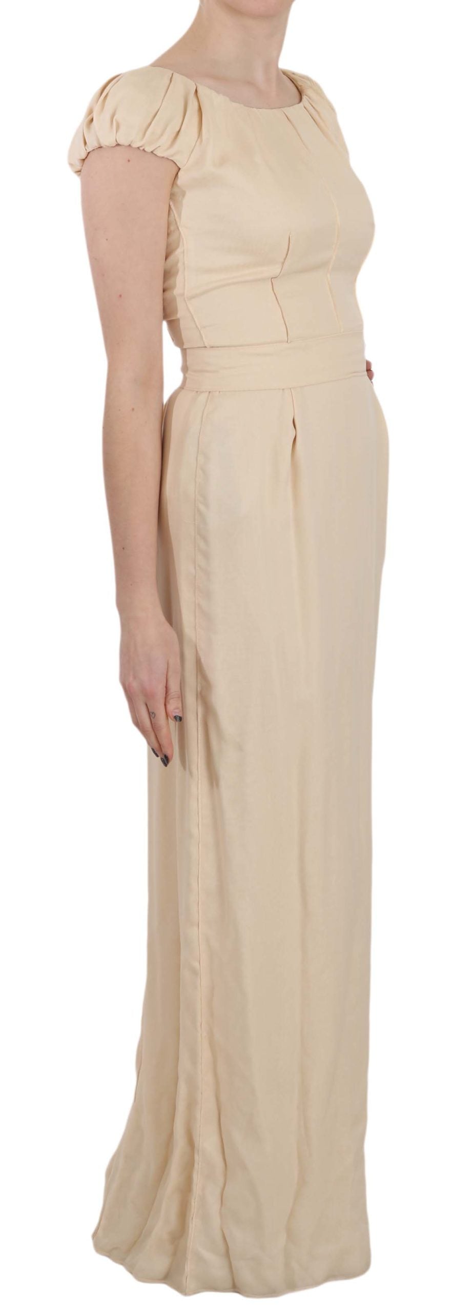 Dolce & Gabbana Beigefarbenes Seidenkleid mit Kapuzenärmeln