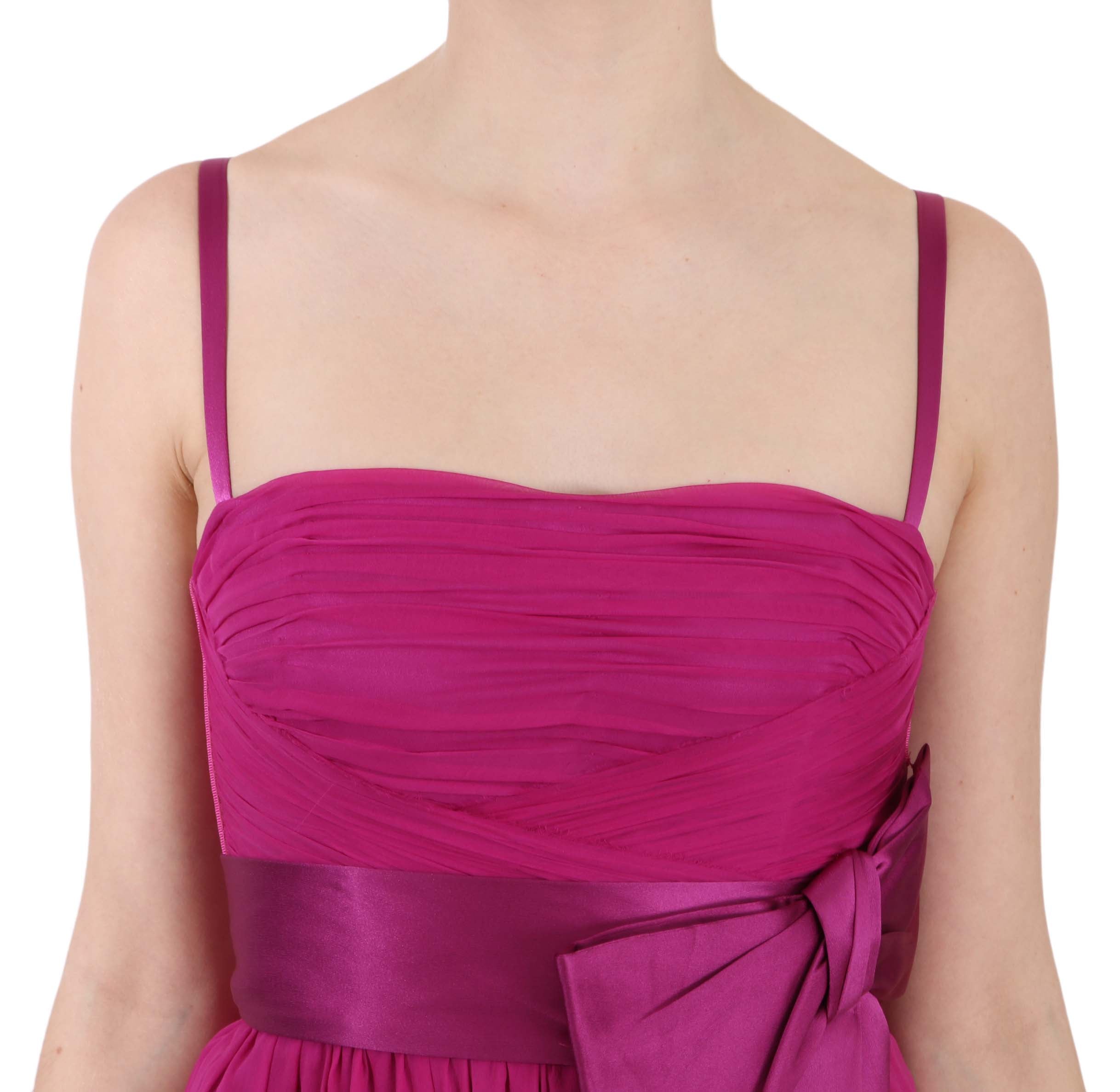 Dolce & Gabbana Fuchsia Pink Sleeveless Silk Dress with Bow