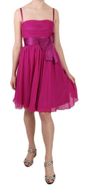 Dolce & Gabbana Fuchsia Pink Sleeveless Silk Dress with Bow