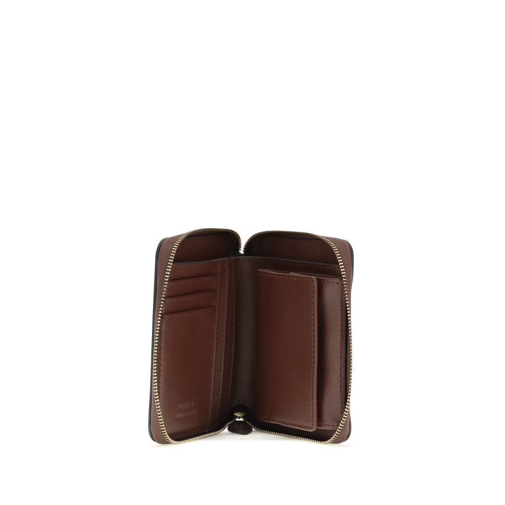 PINKO Braune Kalbsleder Bos Taurus Geldbörse