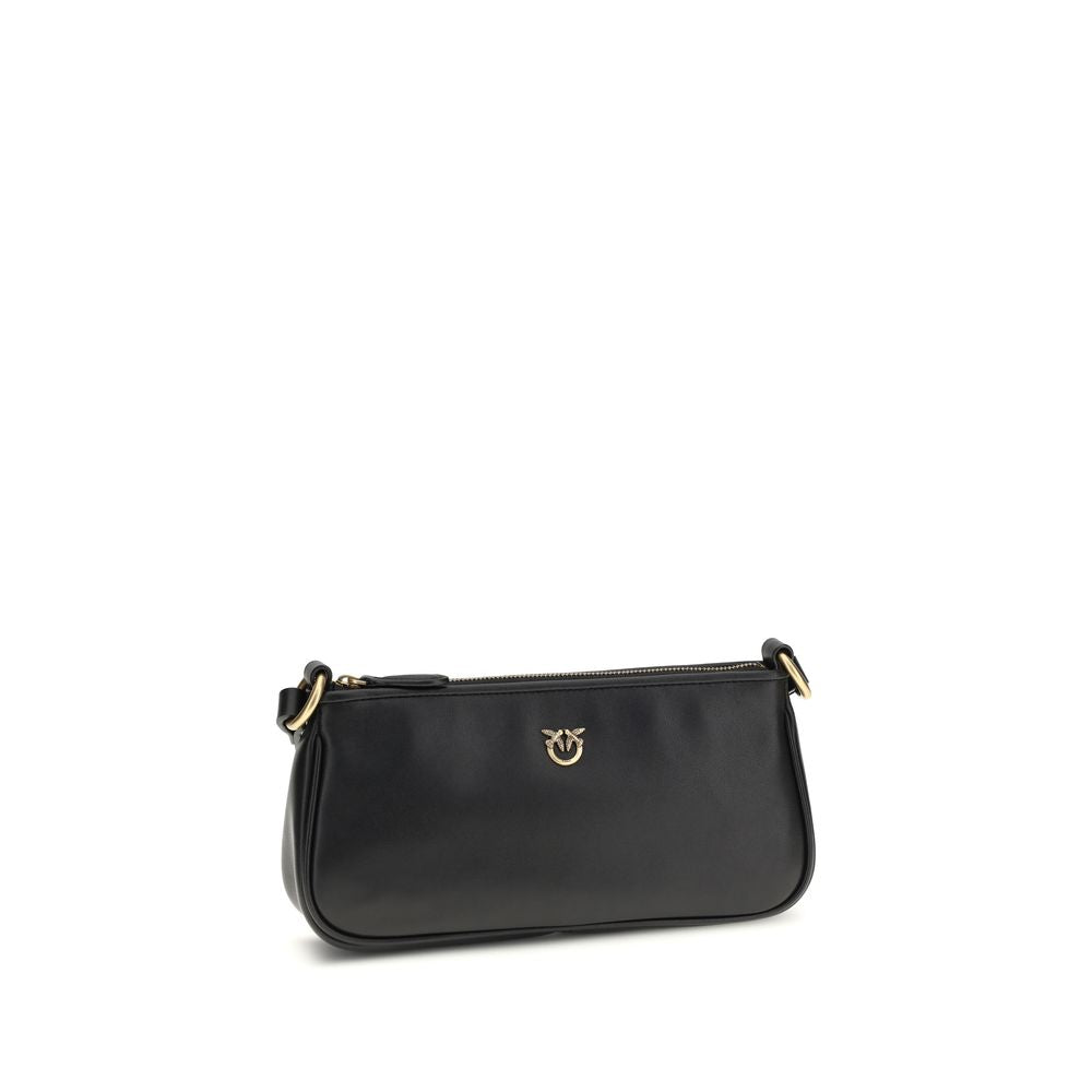 PINKO Black Bos Taurus Calfskin Shoulder Bag