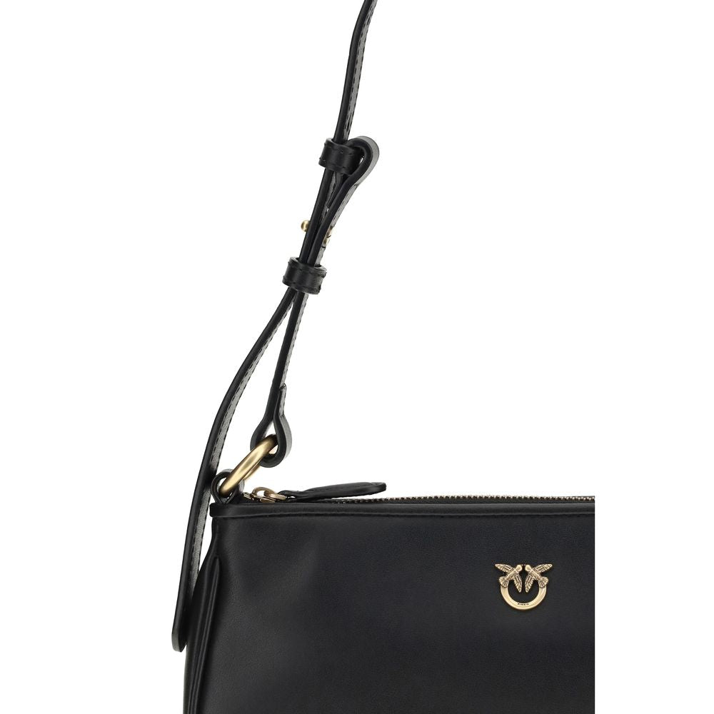 PINKO Black Bos Taurus Calfskin Shoulder Bag