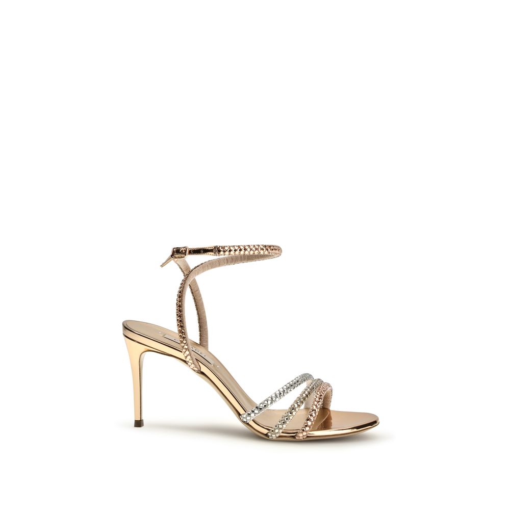 Casadei Stiletto Heel Sandal in Golden Calfskin Bos Taurus
