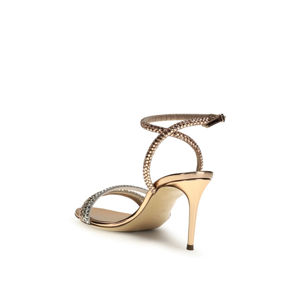 Casadei Stiletto Heel Sandal in Golden Calfskin Bos Taurus