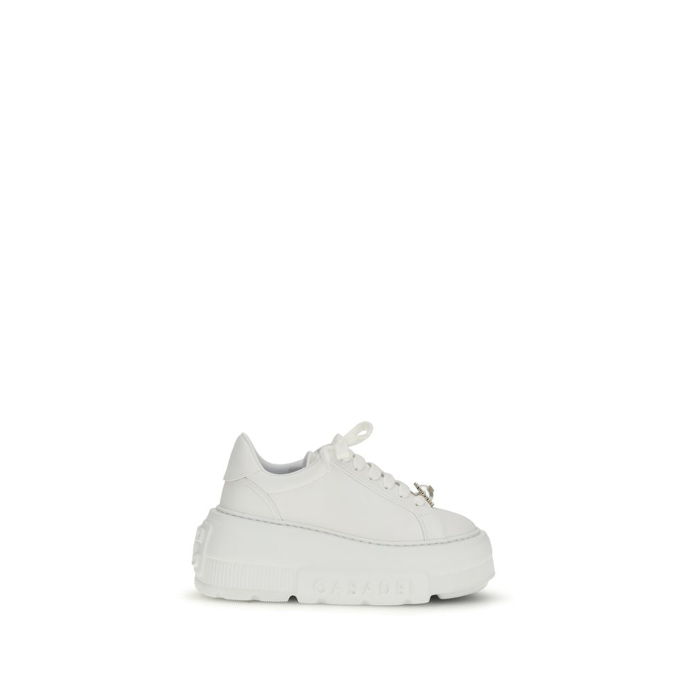 Casadei Weiße Bos Taurus Kalbsleder Plateau-Sneaker