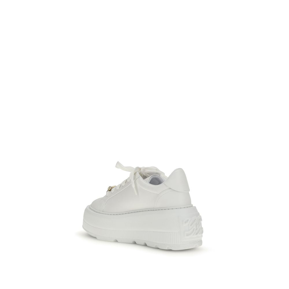 Casadei Weiße Bos Taurus Kalbsleder Plateau-Sneaker