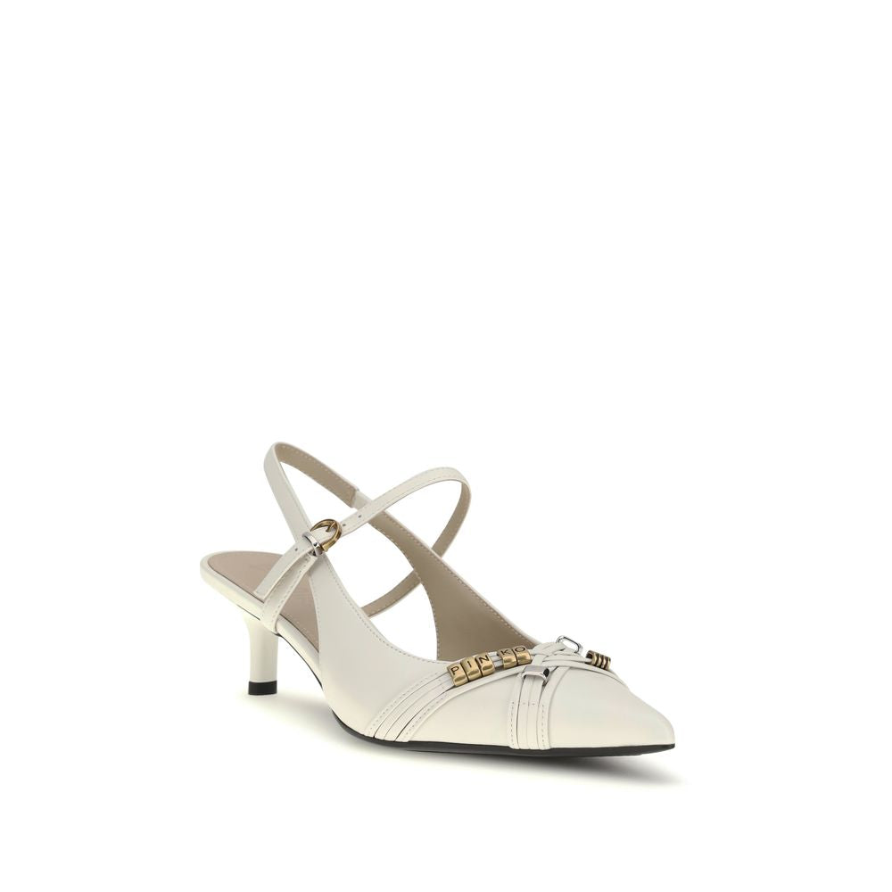 PINKO Weiße Pumps aus Kalbsleder Bos Taurus mit mittelhohem Absatz