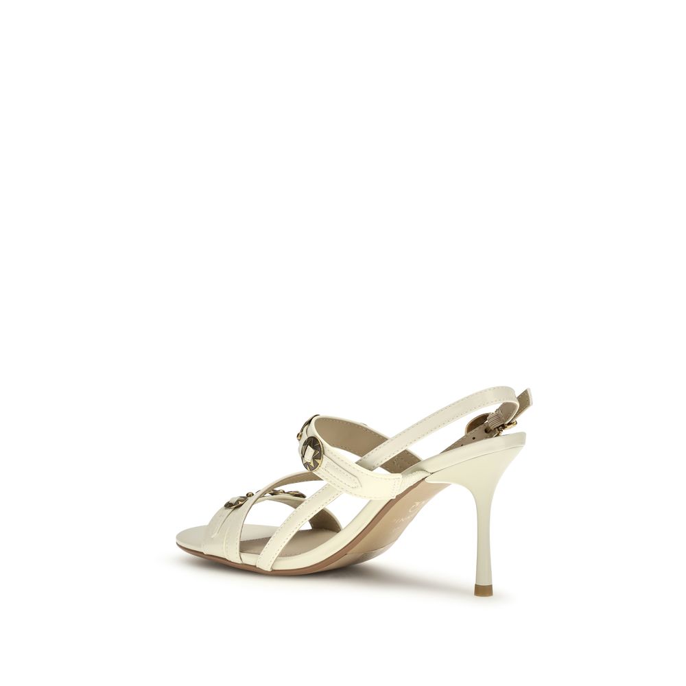 PINKO Beige Kalbsleder Bos Taurus Stiletto-Sandalen