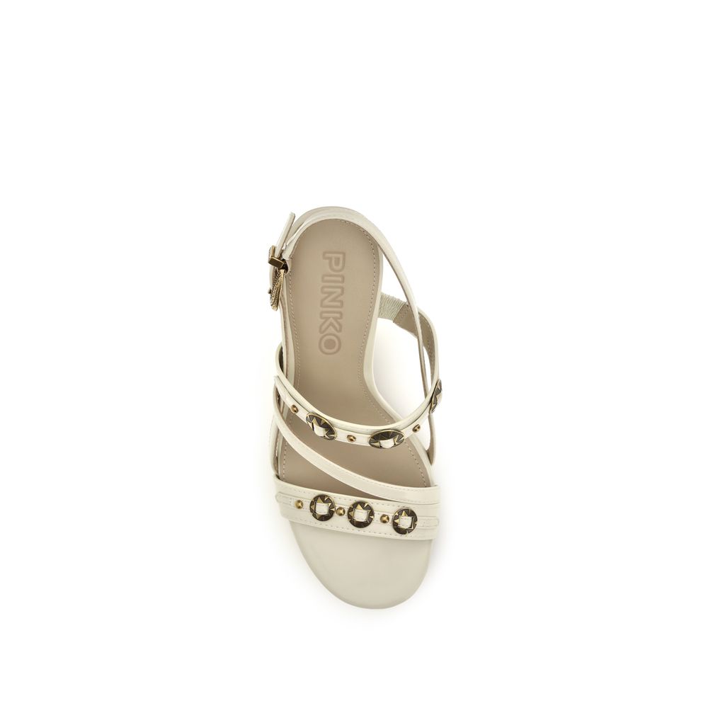 PINKO Beige Kalbsleder Bos Taurus Stiletto-Sandalen