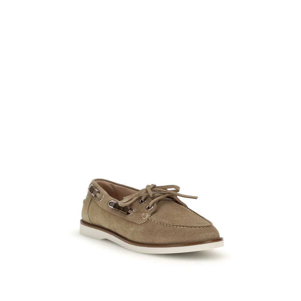 PINKO Beige Calf Leather Bos Taurus Slipper Loafers